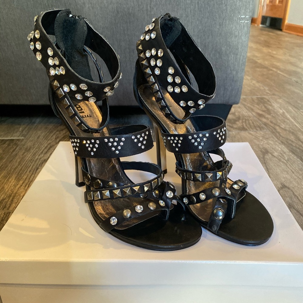 Black heels with rhinestones and studs